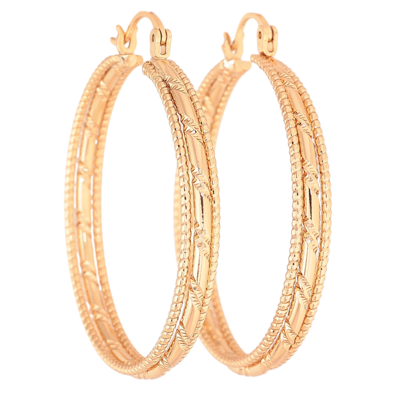 Серьги Xuping цвет Позолота 18K кольца (конго) Декоративный узор ø 4см фото №1