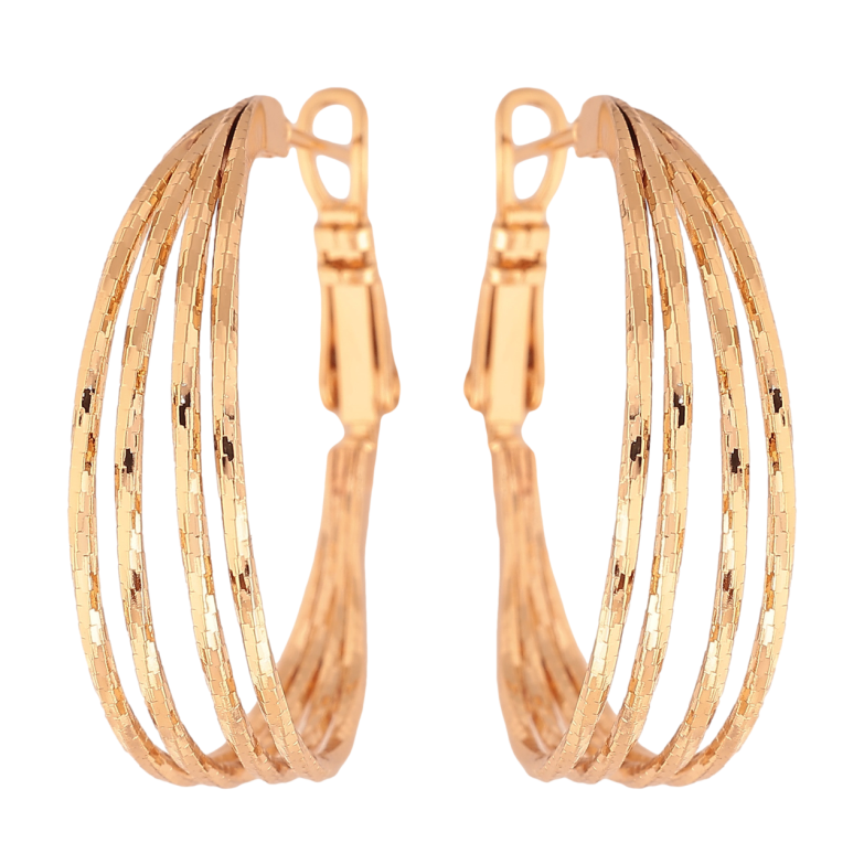 Сережки Xuping колір Позолота 18K кільця (конго) Декоративний візерунок ø 3см фото №1