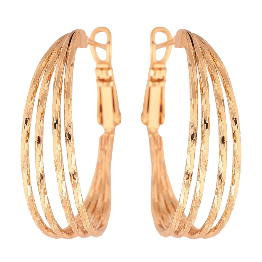 Сережки Xuping колір Позолота 18K кільця (конго) Декоративний візерунок ø 3см фото №1 Сережки Xuping колір Позолота 18K кільця (конго) Декоративний візерунок ø 3см фото №1