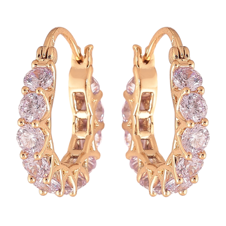 Серьги Xuping цвет Позолота 18K замок-шпилька Дорожки сиреневых кристаллов ø 1.8см фото №21