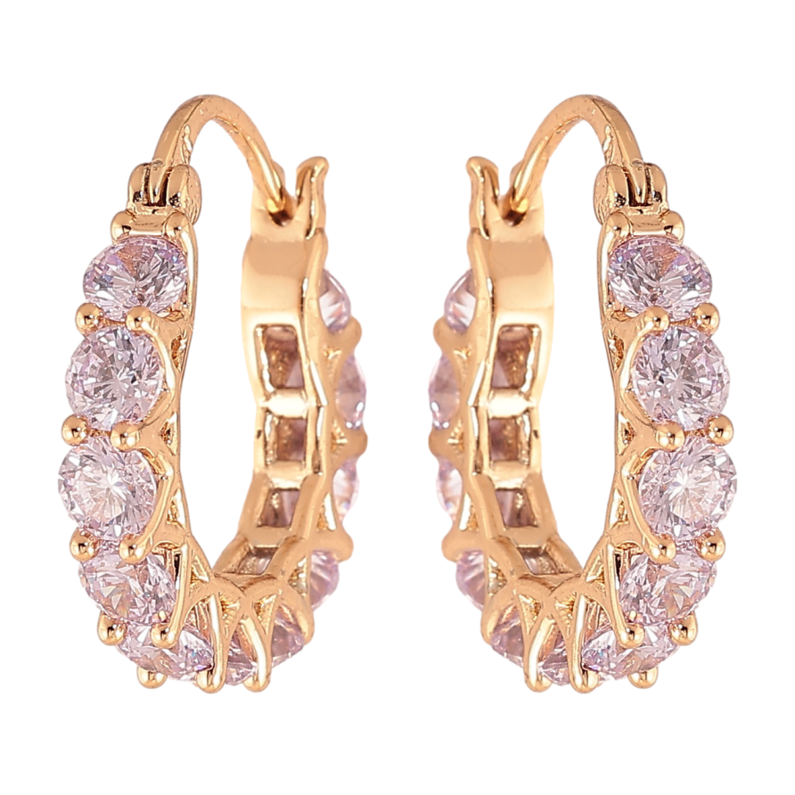 Серьги Xuping цвет Позолота 18K замок-шпилька Дорожки сиреневых кристаллов ø 1.8см фото №1 Серьги Xuping цвет Позолота 18K замок-шпилька Дорожки сиреневых кристаллов ø 1.8см фото №1