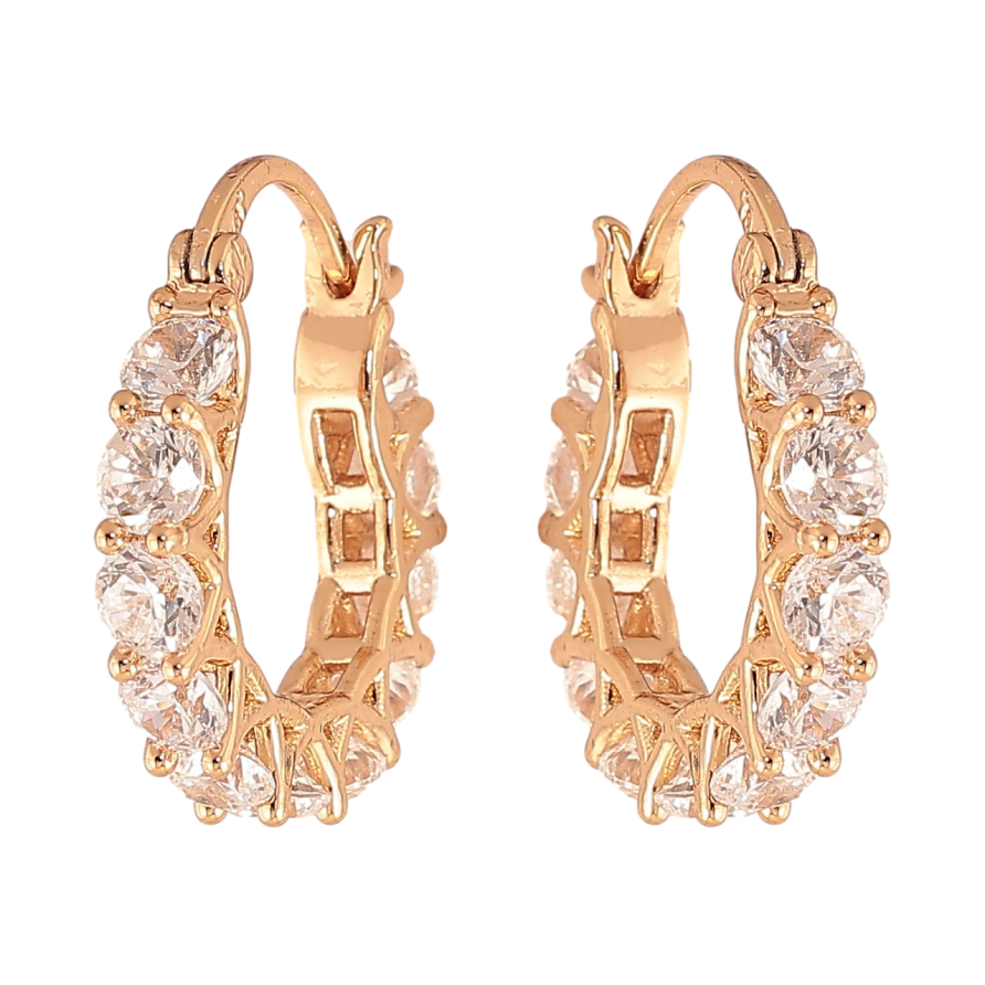 Серьги Xuping цвет Позолота 18K замок-шпилька Дорожки кристаллов ø 1.8см фото №1 Серьги Xuping цвет Позолота 18K замок-шпилька Дорожки кристаллов ø 1.8см фото №1