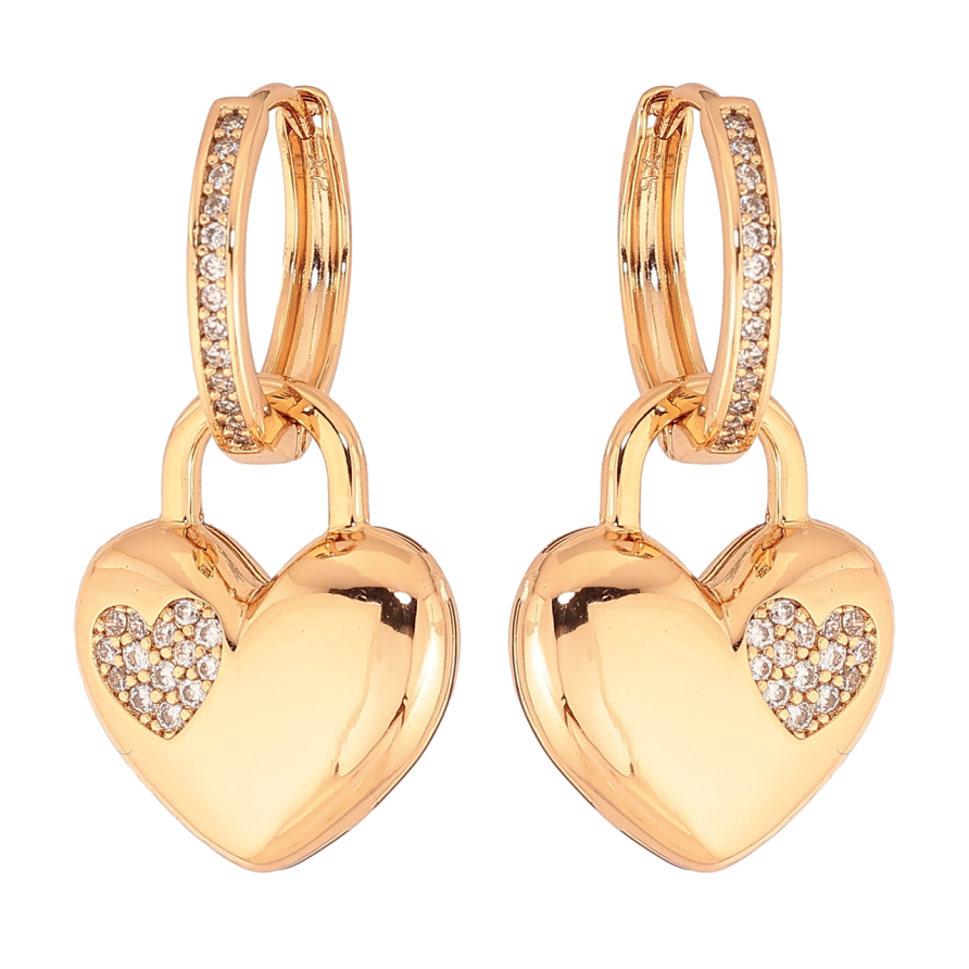 Сережки Xuping колір Позолота 18K підвіски на колечках Сердечка 2 в 1 фото №1 Сережки Xuping колір Позолота 18K підвіски на колечках Сердечка 2 в 1 фото №1