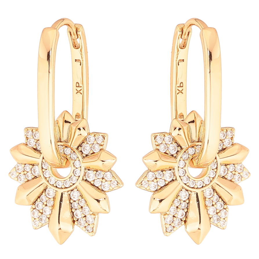 Сережки Xuping колір Позолота 18K підвіски на колечках Декоративні підвіски з кристалами 2 в 1 фото №1