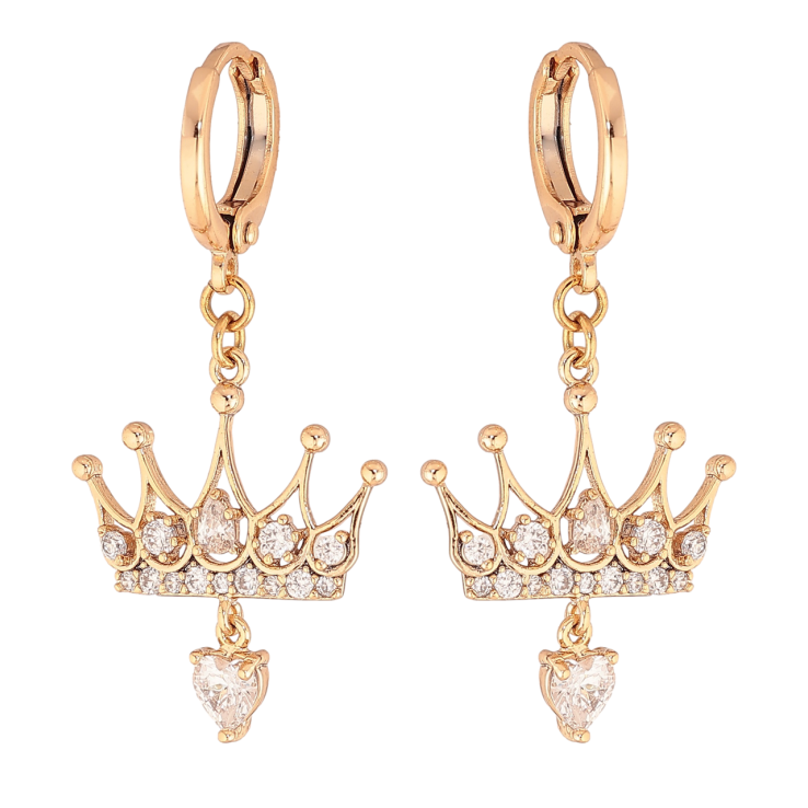 Серьги Xuping цвет Позолота 18K подвески на колечках Корона с кристаллами фото №13