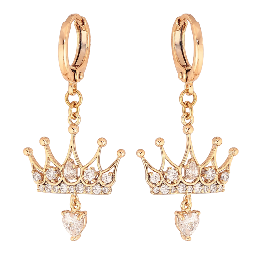 Серьги Xuping цвет Позолота 18K подвески на колечках Корона с кристаллами фото №1 Серьги Xuping цвет Позолота 18K подвески на колечках Корона с кристаллами фото №1