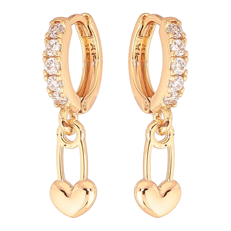 Серьги Xuping цвет Позолота 18K подвески на колечках Булавки-сердечки фото №14