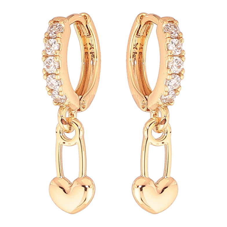 Серьги Xuping цвет Позолота 18K подвески на колечках Булавки-сердечки фото №1 Серьги Xuping цвет Позолота 18K подвески на колечках Булавки-сердечки фото №1