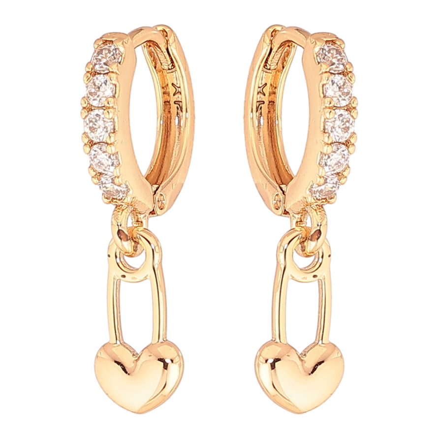 Серьги Xuping цвет Позолота 18K подвески на колечках Булавки-сердечки фото №1 Серьги Xuping цвет Позолота 18K подвески на колечках Булавки-сердечки фото №1
