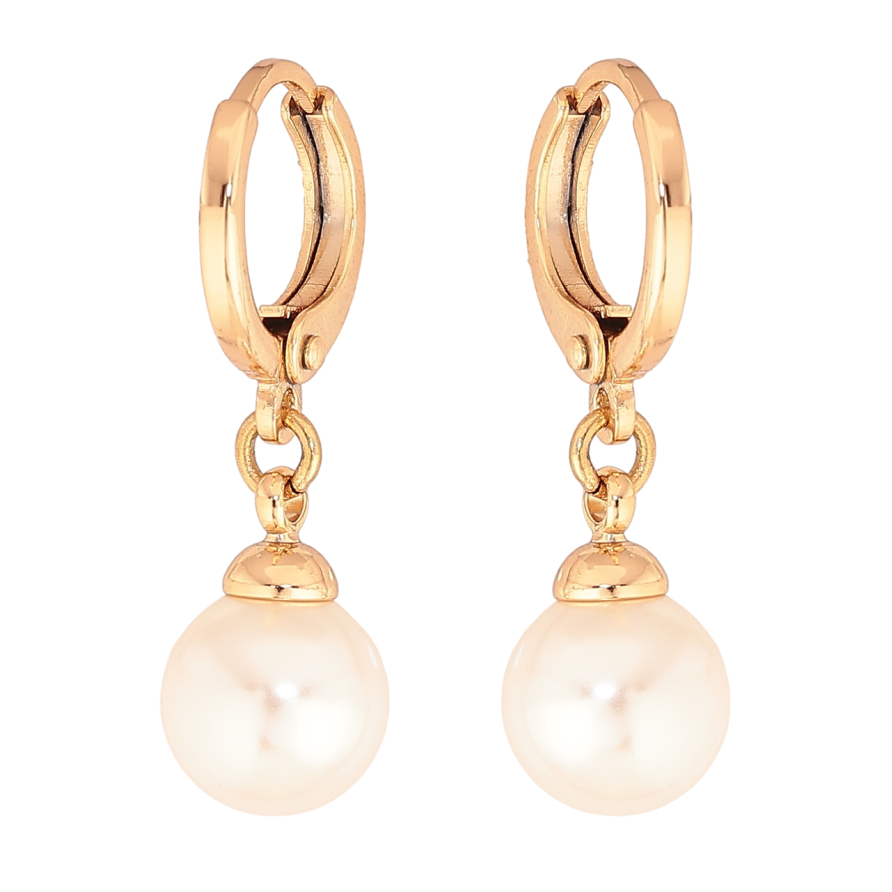 Сережки Xuping колір Позолота 18K підвіски на колечках Перлини ø 8мм фото №1