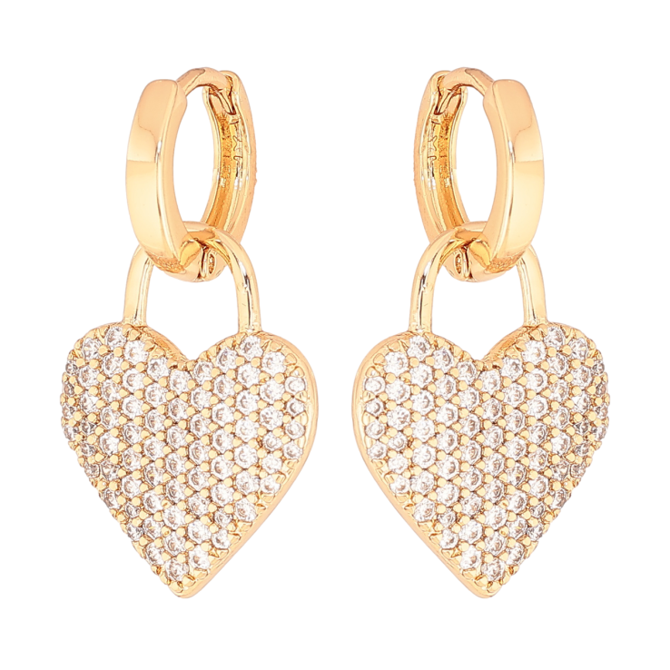 Серьги Xuping цвет Позолота 18K подвески на колечках Сердечки с инкрустацией кристаллами 2 в 1 фото №9