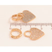Сережки Xuping колір Позолота 18K підвіски на колечках Сердечка з інкрустацією кристалами 2 в 1 фото №3