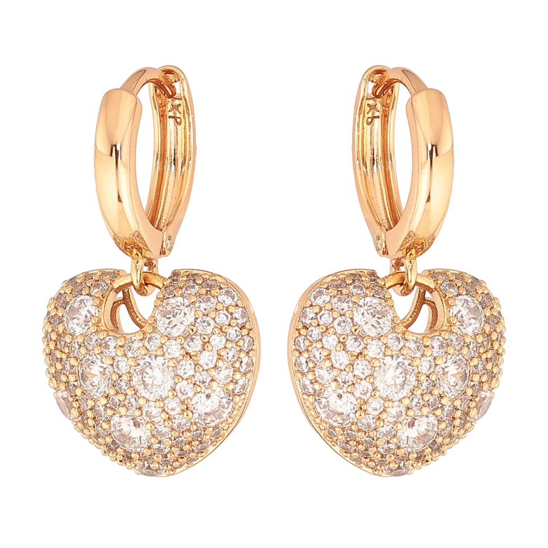 Серьги Xuping цвет Позолота 18K подвески на колечках Сердечки с инкрустацией кристаллами фото №1 Серьги Xuping цвет Позолота 18K подвески на колечках Сердечки с инкрустацией кристаллами фото №1