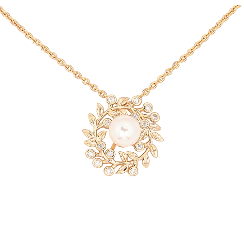 Кулон на ланцюжку Xuping Колір Позолота 18K Віночок з перлиною довжина 45-48см х 1мм фото №1