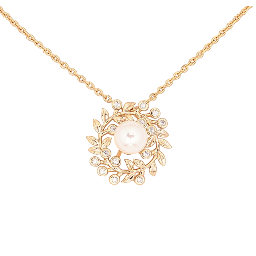 Кулон на ланцюжку Xuping Колір Позолота 18K Віночок з перлиною довжина 45-48см х 1мм фото №1