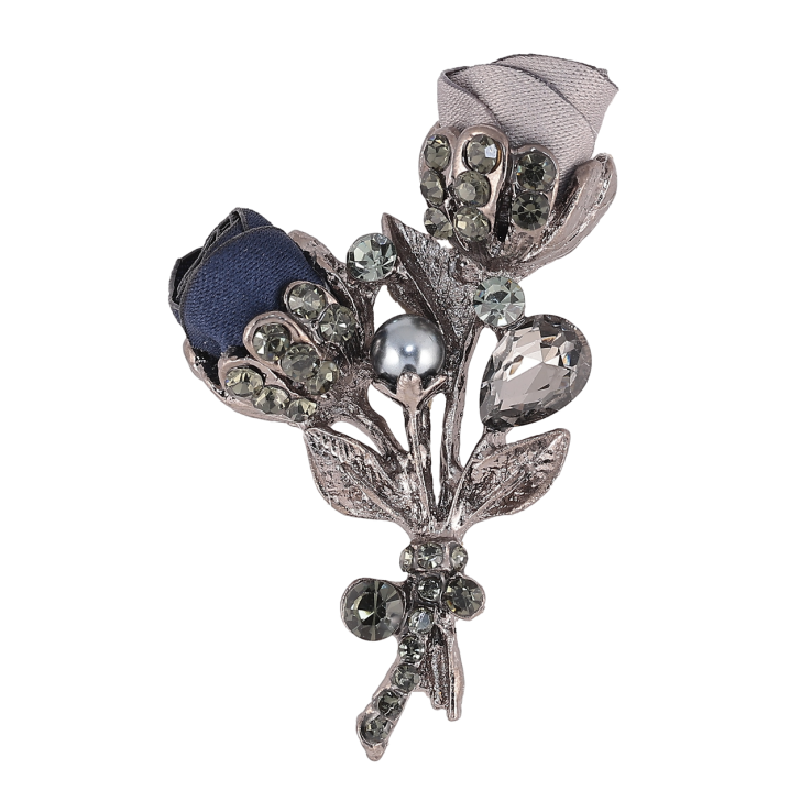 Брошь Букет с сине-серыми цветами и серыми стразами фото №21 Брошь Букет с сине-серыми цветами и серыми стразами фото №21