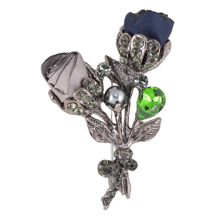 Брошь Букет с серо-синими цветами и стразами фото №22 Брошь Букет с серо-синими цветами и стразами фото №22