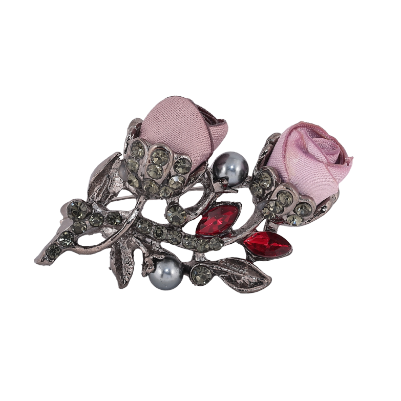 Брошь Розовые цветы со стразами фото №1 Брошь Розовые цветы со стразами фото №1