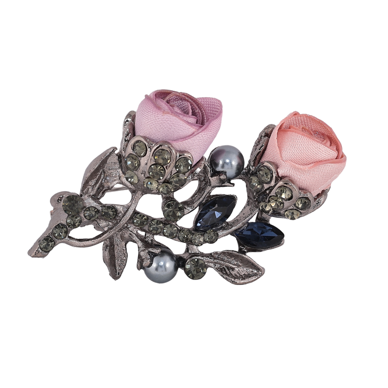 Брошь Розово-персиковые цветы со стразами фото №1 Брошь Розово-персиковые цветы со стразами фото №1