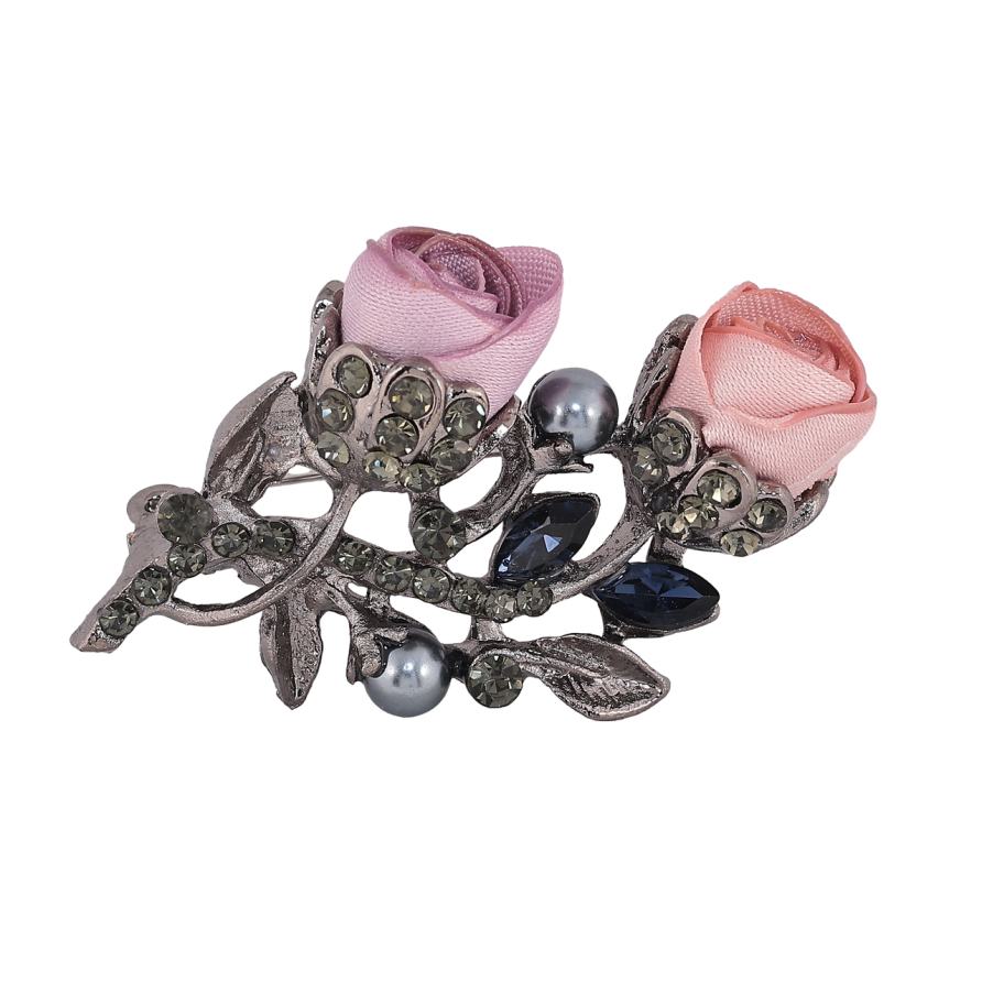 Брошь Розово-персиковые цветы со стразами фото №1 Брошь Розово-персиковые цветы со стразами фото №1