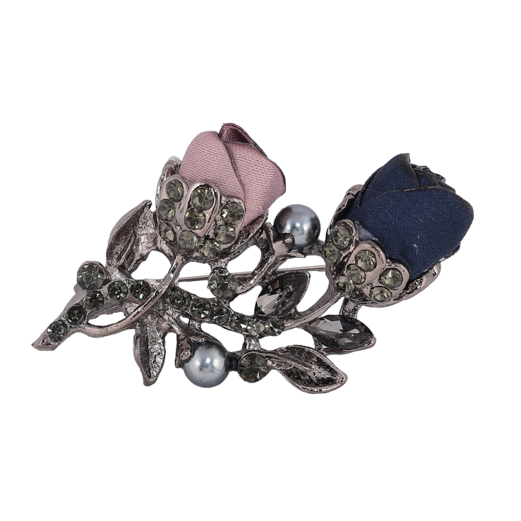Брошь Бежево-синие цветы со стразами фото №8 Брошь Бежево-синие цветы со стразами фото №8