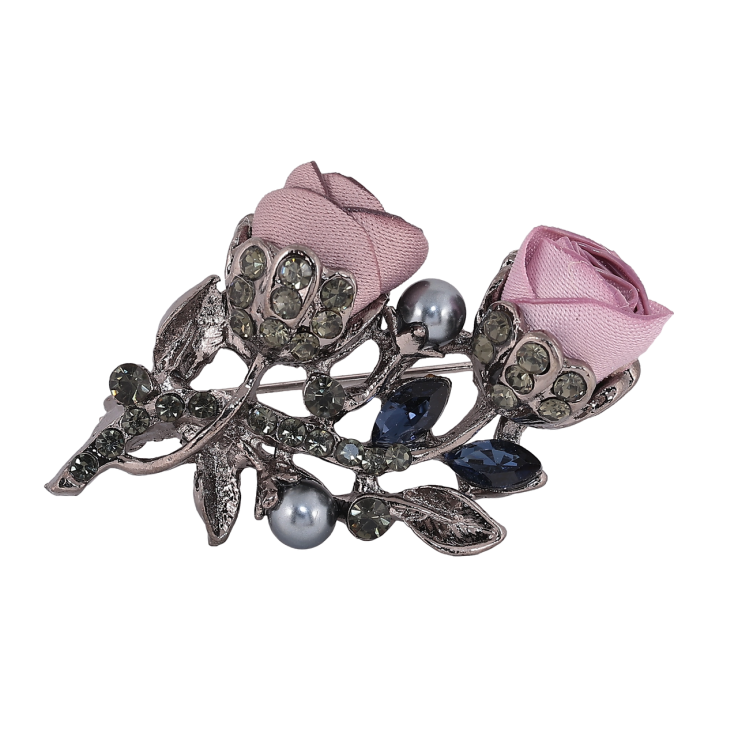 Брошь Бежево-розовые цветы со стразами фото №11 Брошь Бежево-розовые цветы со стразами фото №11