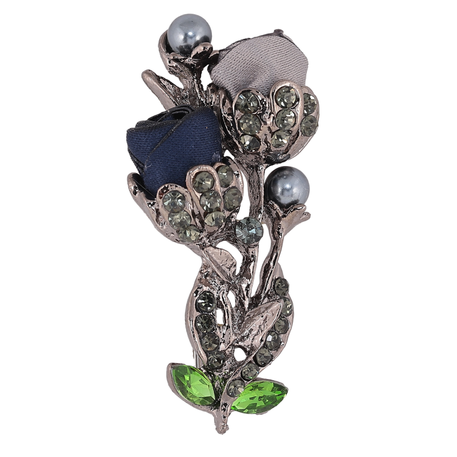 Брошь Серо-синие цветы со стразами фото №1 Брошь Серо-синие цветы со стразами фото №1