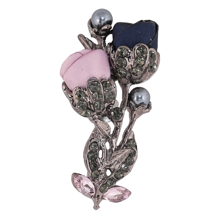 Брошка Рожево-сині квіти зі стразами фото №25 Брошка Рожево-сині квіти зі стразами фото №25
