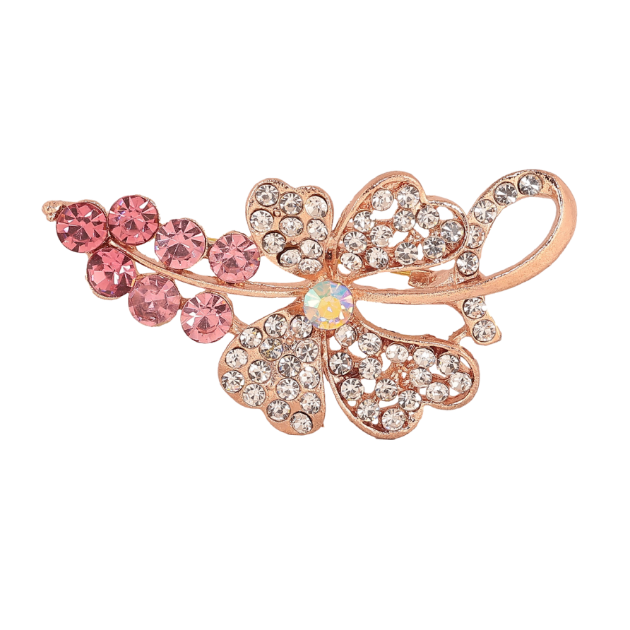 Брошь Цветок с розовыми стразами фото №1 Брошь Цветок с розовыми стразами фото №1