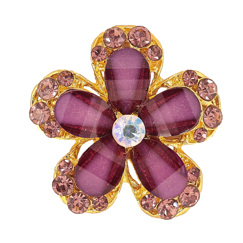 Брошка Квітка з бордовими стразами фото №1