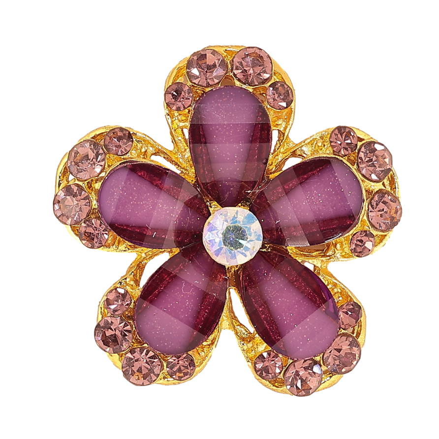 Брошка Квітка з бордовими стразами фото №1 Брошка Квітка з бордовими стразами фото №1