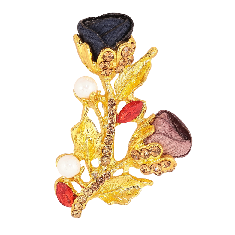 Брошь Сине-бежевые цветочки со стразами фото №1 Брошь Сине-бежевые цветочки со стразами фото №1