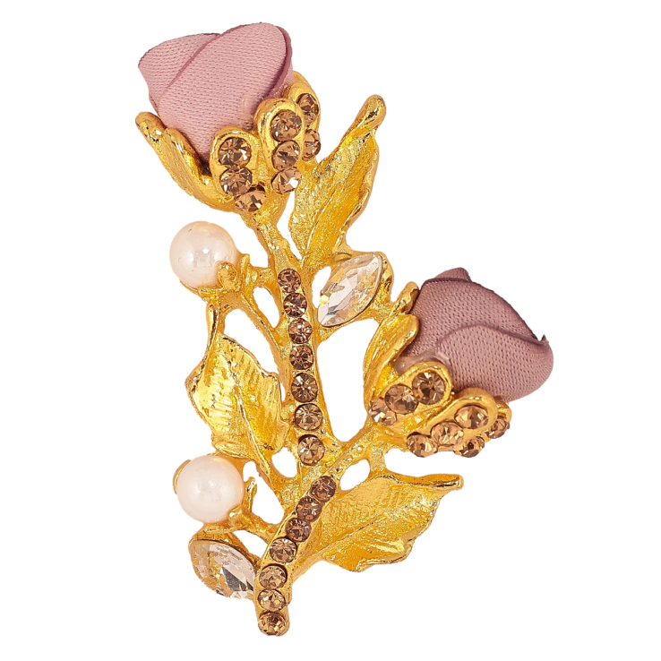 Брошка Рожево-бежеві квіточки зі стразами фото №24 Брошка Рожево-бежеві квіточки зі стразами фото №24