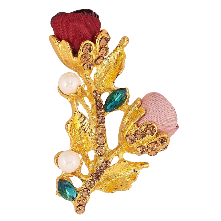 Брошка Рожево-червоні квіточки зі стразами фото №9 Брошка Рожево-червоні квіточки зі стразами фото №9