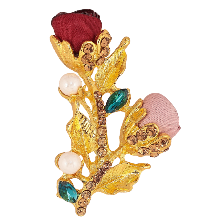 Брошка Рожево-червоні квіточки зі стразами фото №1 Брошка Рожево-червоні квіточки зі стразами фото №1