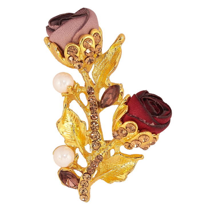 Брошь Бежево-красные цветочки со стразами фото №16 Брошь Бежево-красные цветочки со стразами фото №16