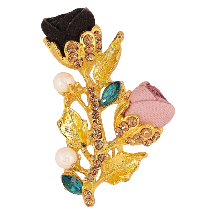 Брошь Черно-розовые цветочки со стразами фото №10 Брошь Черно-розовые цветочки со стразами фото №10