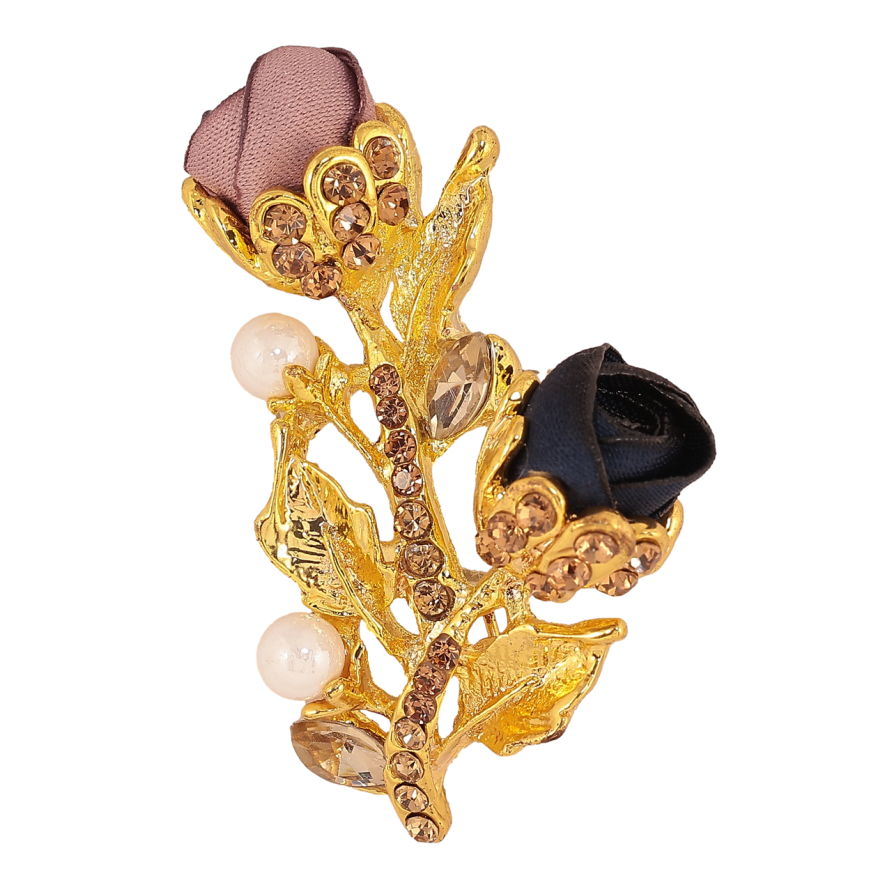 Брошь Бежево-синие цветочки со стразами фото №1 Брошь Бежево-синие цветочки со стразами фото №1