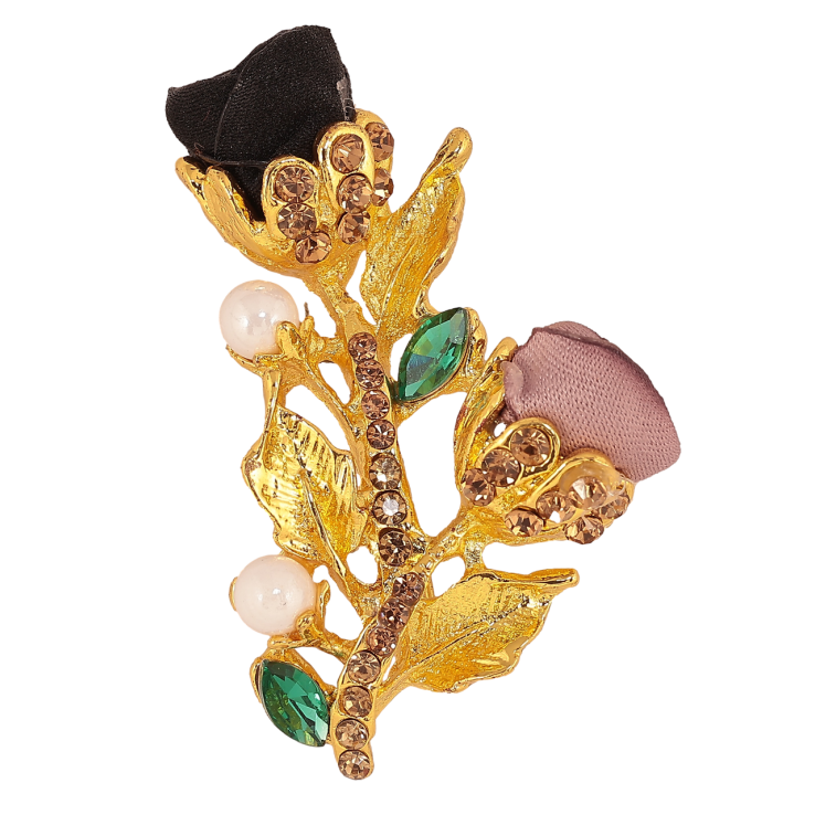 Брошь Бежево-черные цветочки со стразами фото №6 Брошь Бежево-черные цветочки со стразами фото №6