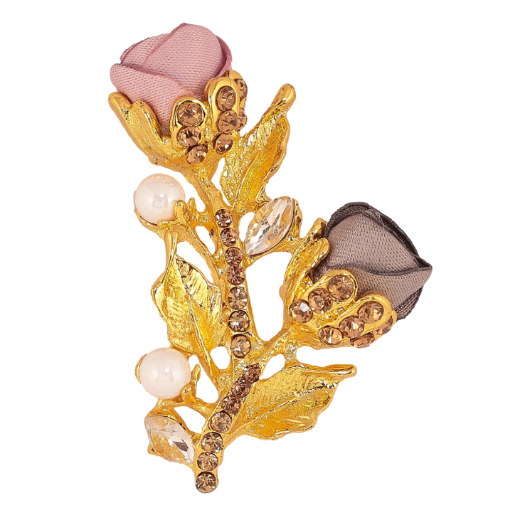 Брошка Рожево-бежеві квіточки зі стразами фото №21 Брошка Рожево-бежеві квіточки зі стразами фото №21