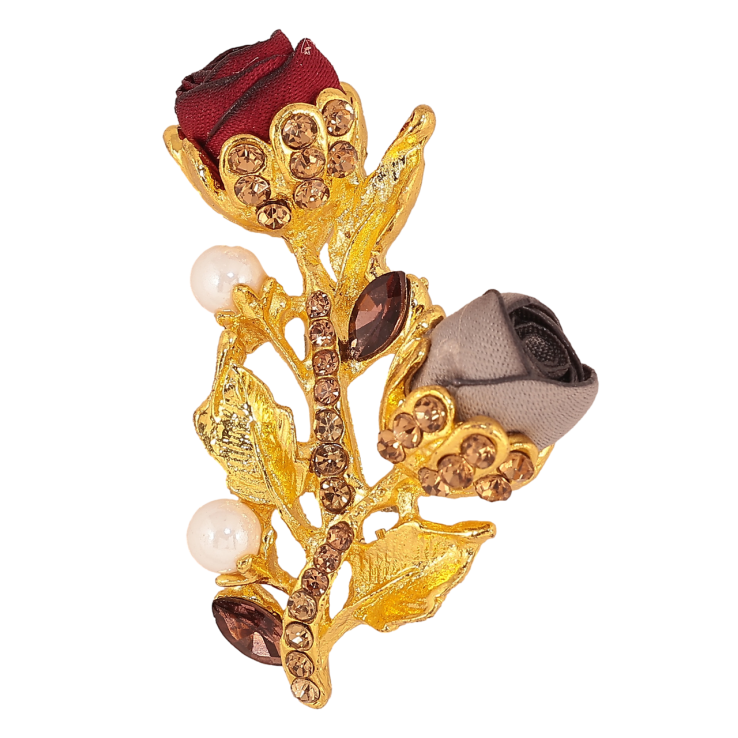 Брошка Червоно-бежеві квіточки зі стразами фото №16 Брошка Червоно-бежеві квіточки зі стразами фото №16