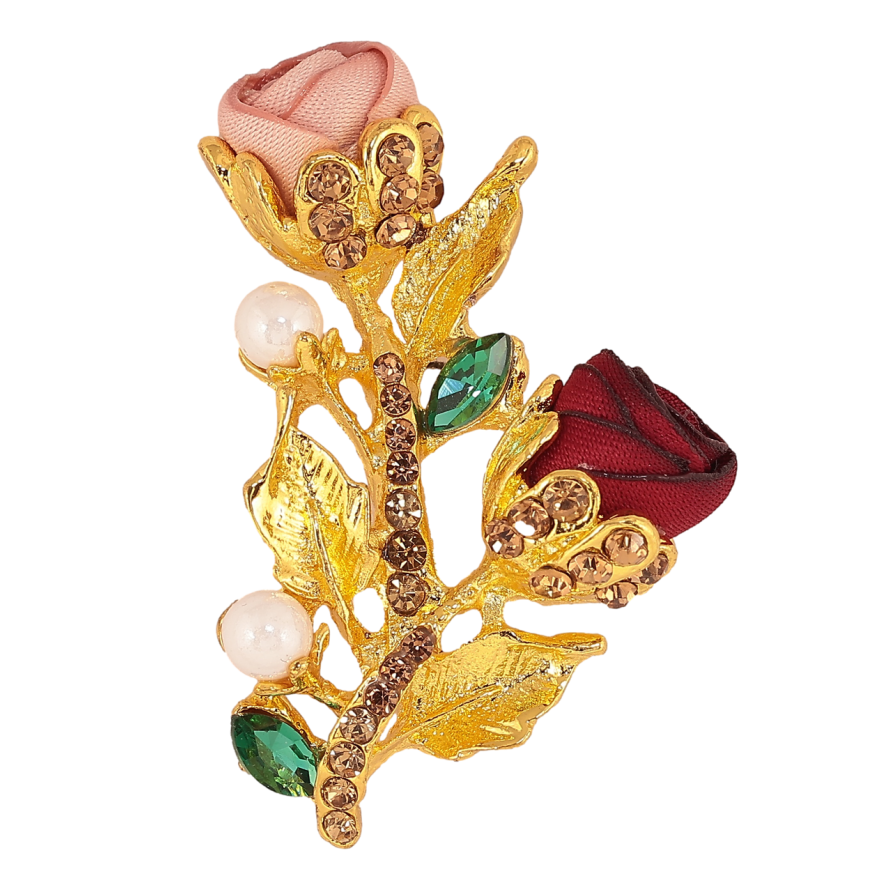Брошка Рожево-червоні квіточки зі стразами фото №1 Брошка Рожево-червоні квіточки зі стразами фото №1