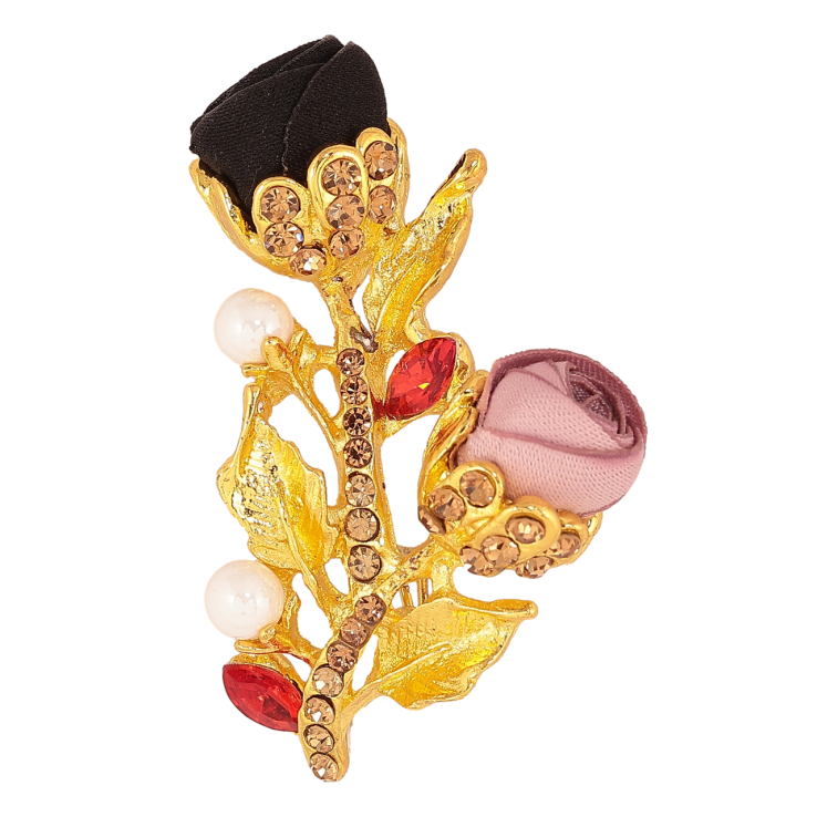 Брошь Розово-черные цветочки со стразами фото №16 Брошь Розово-черные цветочки со стразами фото №16