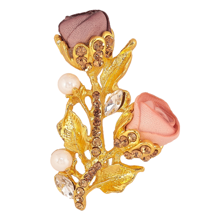 Брошь Розово-бежевые цветочки со стразами фото №7 Брошь Розово-бежевые цветочки со стразами фото №7
