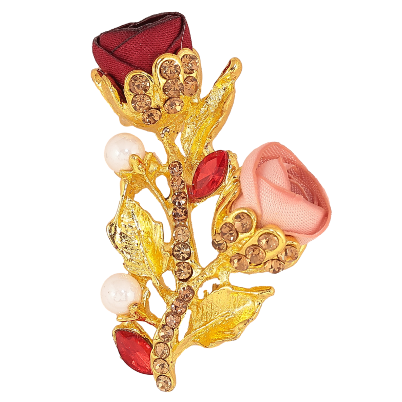 Брошь Красно-розовые цветочки со стразами фото №1 Брошь Красно-розовые цветочки со стразами фото №1