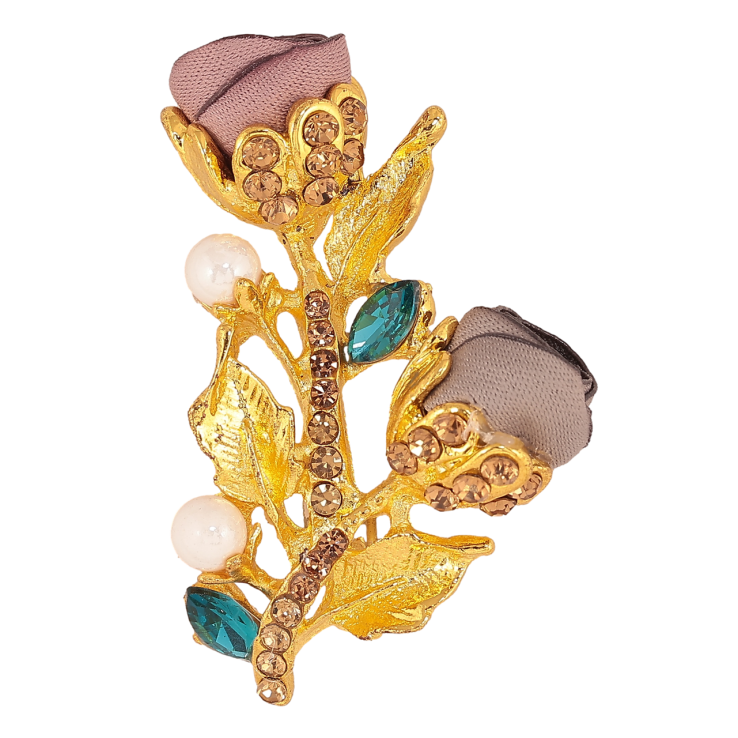 Брошка Рожево-бежеві квіточки зі стразами фото №22 Брошка Рожево-бежеві квіточки зі стразами фото №22