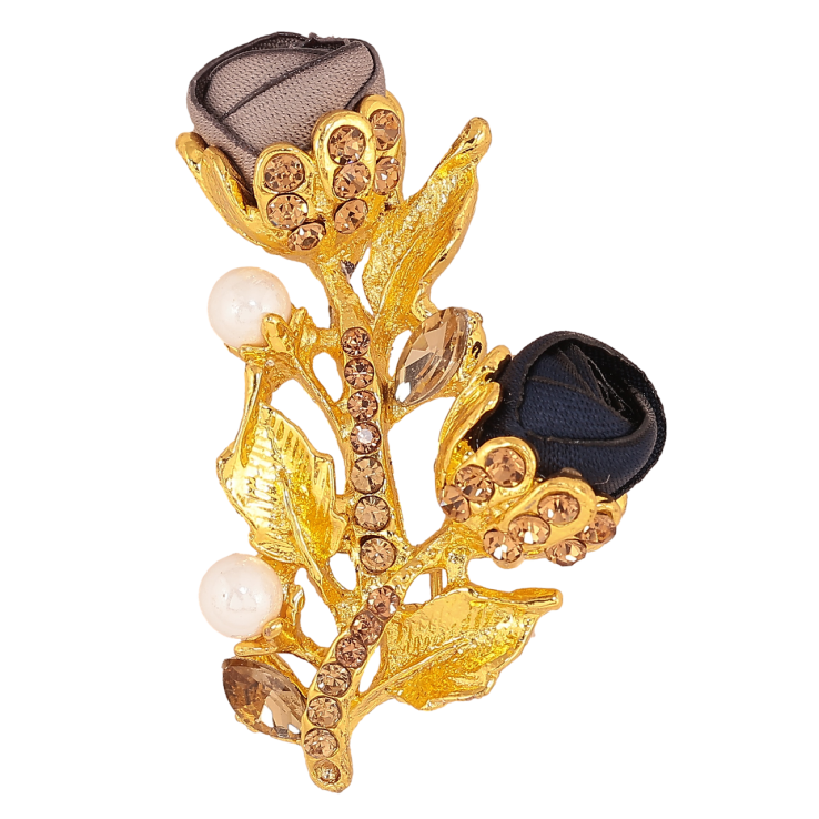 Брошь Бежево-синие цветочки со стразами фото №10 Брошь Бежево-синие цветочки со стразами фото №10