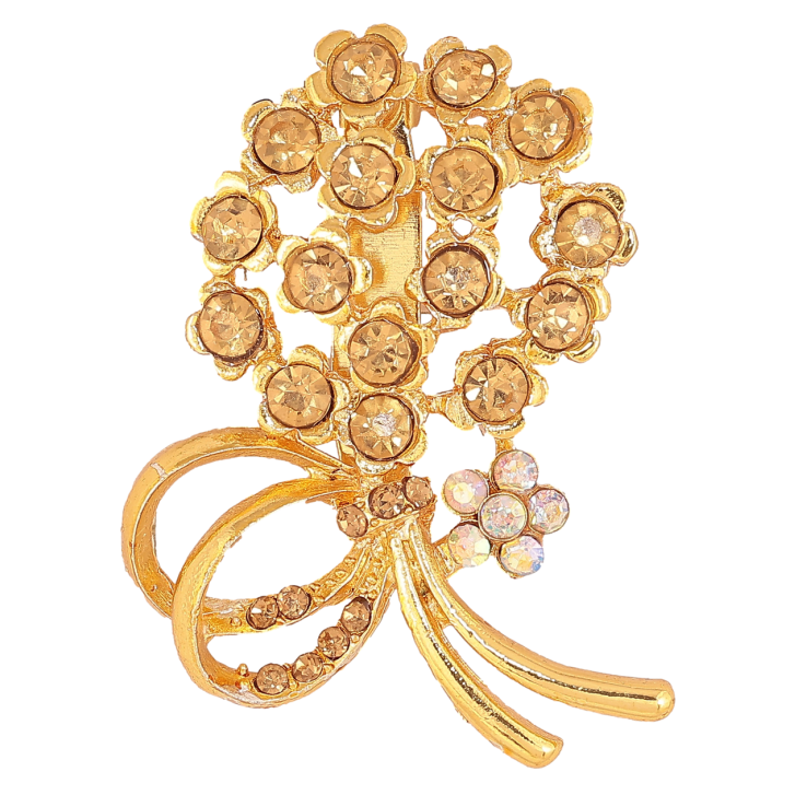 Брошь Букет с золотистыми стразами фото №2 Брошь Букет с золотистыми стразами фото №2