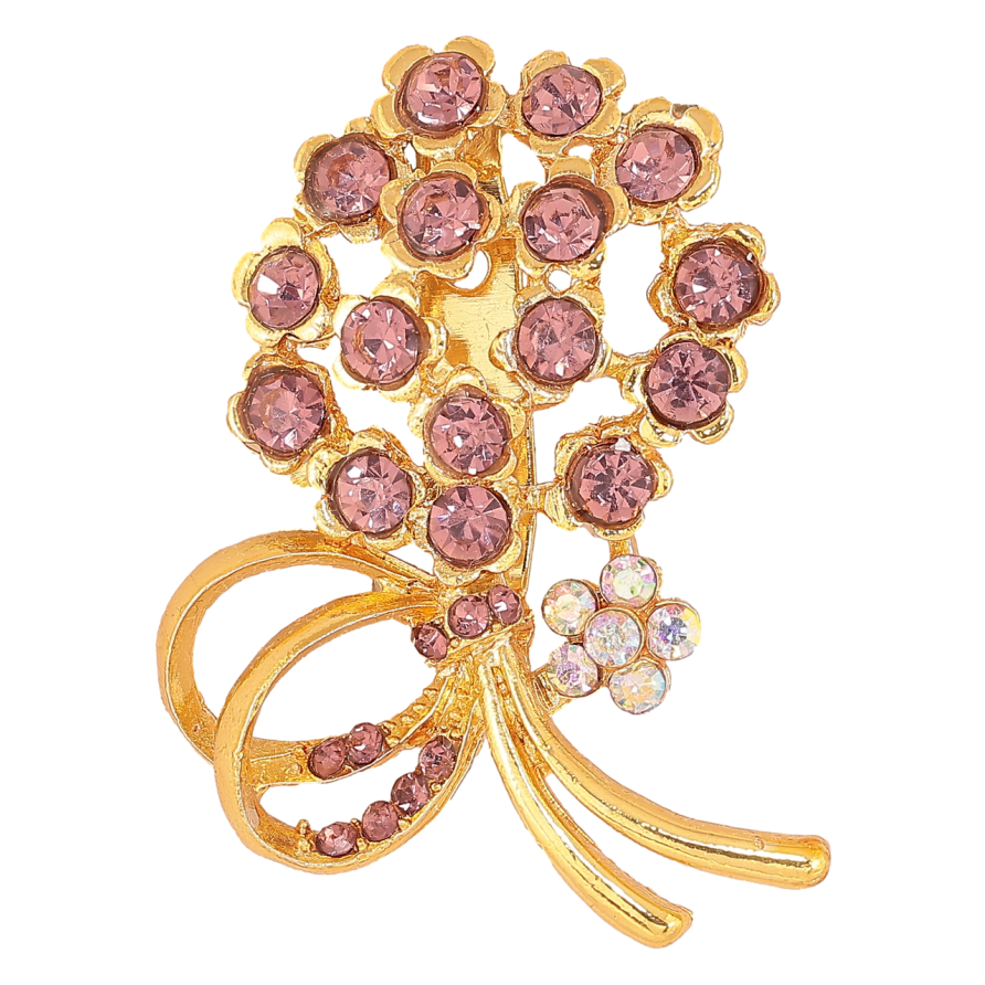 Брошка Букет з бордовими стразами фото №1 Брошка Букет з бордовими стразами фото №1