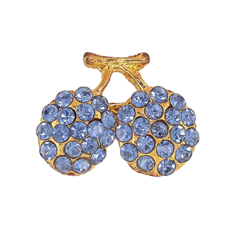 Брошка Сливки з синіми стразами фото №1